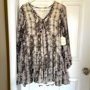 Snake print long sleeve dress